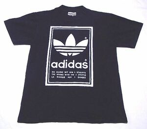 adidas Tシャツ　色：白　SIZE：黒　アディダス トレフォイルロゴ　両面ロゴ　ビックロゴ　90S　OLD