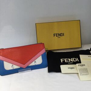 FENDI フェンディ 8M0341 モンスターアイズ 箱有 マルチカラー(レッド×ブルー) ポーチ 495927