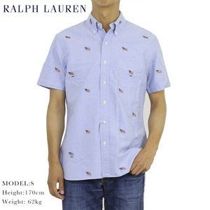  новый товар outlet 3140 S размер короткий рукав оскфорд кнопка down рубашка polo ralph lauren Polo Ralph Lauren национальный флаг 