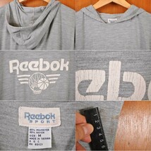 ヴィンテージ 90年代 Reebok リーボック フード付き ノースリーブ タンクトップ 霜降りグレー メンズM(19922_画像3