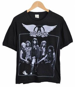 ヴィンテージ 1980年代 カナダ製 AERO SMITH エアロスミス バンドTシャツ ブラック メンズM相当(11273