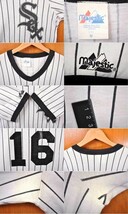 ヴィンテージ 90年代 USA製 Majestic マジェスティック MLB シカゴ ホワイトソックス 半袖Tシャツ ストライプ柄 メンズM(16591_画像3