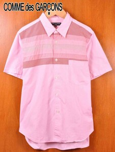  com *te* Garcon Homme . switch short sleeves shirt pink pin silver chewing gum check pattern men's XS(20454