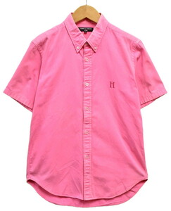 2008年 日本製 コム・デ・ギャルソン オム ボタンダウン 半袖シャツ コットンシャツ ピンク メンズSS(29475
