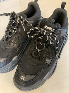 *BALENCIAGA Triple S Clear Sole double foam & mesh sneakers black Japan size :26.0 Balenciaga shoes 