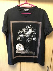 国内正規 ALEXANDER McQUEEN アレキサンダーマックイーン スカル 髑髏 薔薇 絵画 Tシャツ S ケリングタグ付き国内正規品 464046 QJZ65