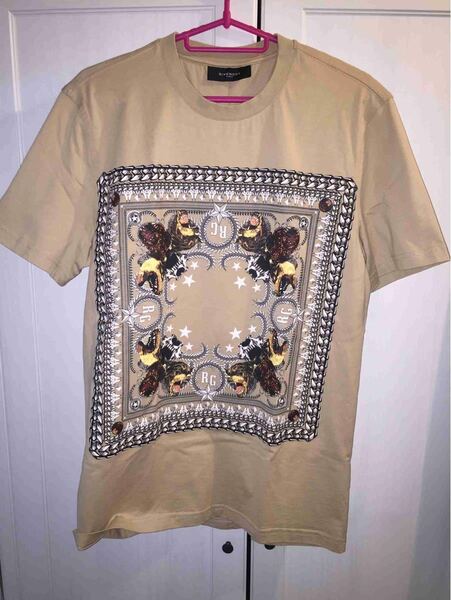 正規 11AW GIVENCHY ジバンシー ジバンシィ ロットワイラー バンダナ Tシャツ ベージュ M