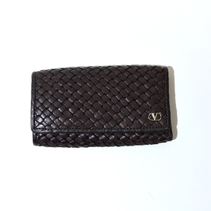  Valentino galava-niVALENTINO GARAVANI Logo mesh 4 ream key key case knitting leather 5852