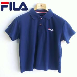 ●FILA*ポロシャツ*半袖*ショート丈*Lサイズ*ネイビー*レディース*フィラ*スポーツ*カジュアル*　＃4160