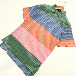 ポロ ラルフローレン POLO RALPH LAUREN 半袖 ポロシャツ レインボーカラー Lサイズ カラフル配色 ♪ 古着らしい一枚♪■FE74