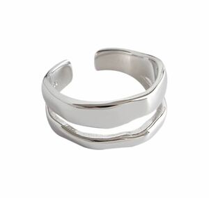 【単品】 二重 リング シルバー メンズ レディース ユニセックス 指輪　ring