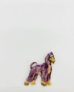 【美品】レア　ヴィンテージ　アフガンハウンド　エナメル　ゴールド系　ブローチ　レトロ　犬　ドッグ　動物