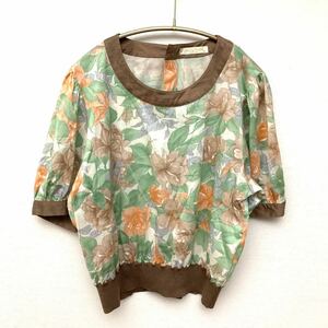 90's DANA PARIS 日本製 花柄 カットソー 半袖トップス 13号〈古着 美品 used〉綿 コットン100% ヴィンテージ ダナパリ A35