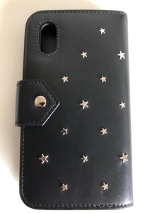 新品本物/JIMMY CHOO/ジミーチュウ/iphoneX専用ケース/オープン式/小物/レザー/BLK/ギャランディー、保存袋付き　検索）ルブタン