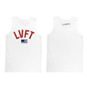 【送料無料】LVFT タンクトップLB 白×赤 Mサイズ☆LIVE FIT