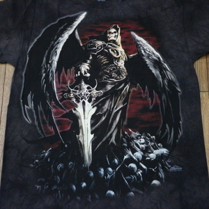 2005 THE MOUNTAIN Abrar Ajmal Tシャツ XL ブラック タイダイ 死神 スカル Grim Reaper アート イラスト キャラクター USA ヴィンテージ