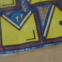 80s USA製 PACMAN パックマン Tシャツ S ベージュ ラメ Midway PAC-MAN ナムコ ゲーム ファミコン キャラクター イラスト ヴィンテージ_画像3