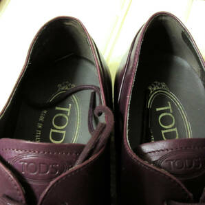 試着保管品 TOD'S トッズ イタリア製 メンズ レースアップシューズ 革靴 ストレートチップ ドレスシューズ バーガンディ 紫 UK5.5 24.5cmの画像4