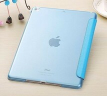 Apple 2018年新型9.7インチ iPad 第6世代用ケースカバー オートスリープ 付きA1893 A1954 フィルム付き青★限定セール_画像2