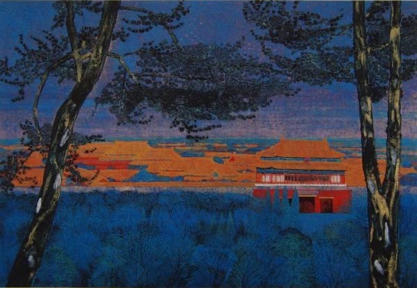 平松礼二, 故宮夏彩, 希少画集画, 新品額装付, wanko, 絵画, 油彩, 自然, 風景画