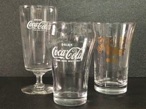 期間限定大幅値下げ！３個セット ヴィンテージ コカ・コーラ　グラス 1996年 アトランタオリンピック 脚付 レトロ Coca-Cola VG-13