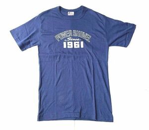 80's 70~80年代 昭和 デッドストック Tシャツ POWER SHOVEL since 1961 三菱重工 パワーショベル ユンボ 紺 サイズL [a2-0030]