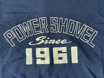 80's 70~80年代 昭和 デッドストック Tシャツ POWER SHOVEL since 1961 三菱重工 パワーショベル ユンボ 紺 サイズL [a2-0030]_画像3