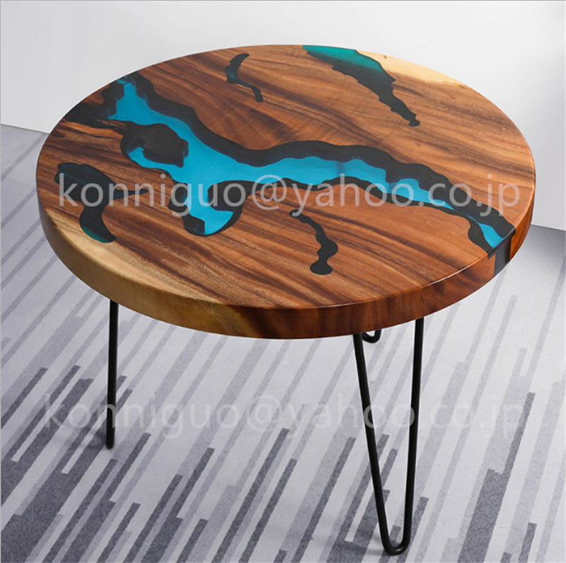 Muy buen estado mesa de resina escritorio mesa de río flujo de río madera mesa de río resina mesa de centro de madera de nogal ww19, trabajos hechos a mano, muebles, Silla, otros