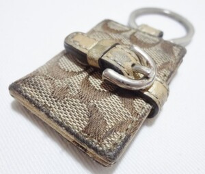 ■コーチ キーホルダーキーリングブックタイプレザー シグネチャー柄 COACH