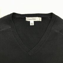 カルバンクライン★コットンニットセーター【M/黒】ロング丈/Vネック/Calvin Klein◆BA719W_画像3