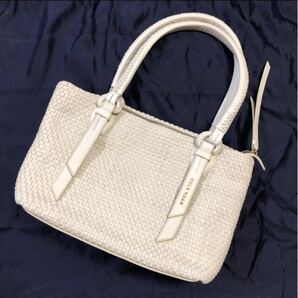 COLE HAAN コールハーン イントレチャート ハンドバッグ ホワイト 本革 トートバッグ ショルダーバッグ