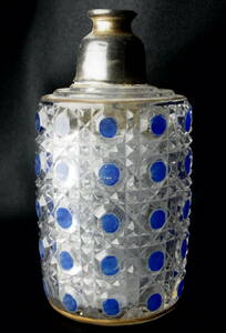 OLD BACCARAT オールドバカラ DIAMANTS PIERRERIES トップ無 ディフューザーボトル 青いエナメル彩装飾 上質クリスタル フランス骨董