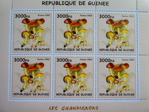 ギニア切手『きのこ』6枚シート 2002 A-f