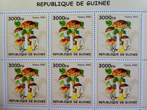 ギニア切手『きのこ』6枚シート 2002 A-a