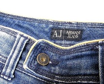 ARMANI JEANS INDIGO 007SERIES アルマーニジーンズ クロップドデニムパンツ ジーンズ 裾ジップ AJ刺繍！ _画像6