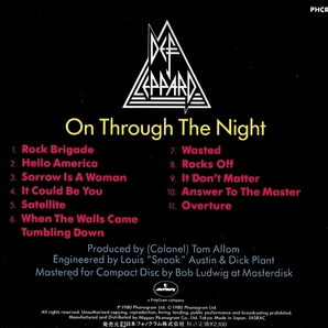 ◆◆DEF LEPPARD◆ON THROUGH THE NIGHT デフ・レパード オン・スルー・ザ・ナイト 80年作 国内盤 即決 送料込◆◆の画像2