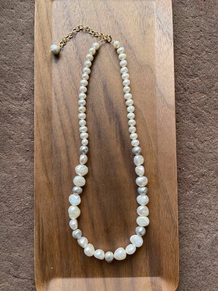 -SUI8- No.31 バロックパールネックレス　チョーカー　36cm + 5cm 14kgf Baroque water pearls necklace choker 14kgf 36cm + 5cm