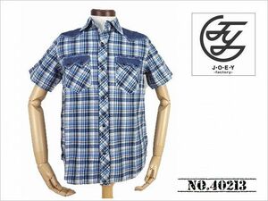 【送料無料 53%OFF】JOEY factory・ジョーイファクトリー　 デニム切替え チェックウエスタンシャツ NO.40213 BLUE_Mサイズ