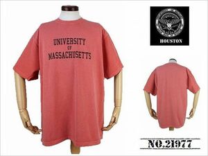 【送料無料 41%OFF】HOUSTON ピグメント加工 ヘビーウェイト プリントTシャツ 「MASSACHUSETTS」柄 NO.21977 RED_XLsize(大きめ)