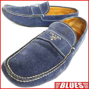  быстрое решение * Италия производства PRADA*28cm ранг кожа Loafer Prada мужской 9 синий натуральная кожа обувь для вождения натуральная кожа туфли без застежки кожа обувь замша 