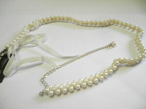  new goods * pearl ribbon string attaching belt * pearl series / silver group color 