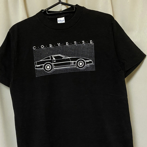80s ビンテージ USA製 CORVETTE コルベット Tシャツ アメ車 アメリカ製 ブラック 黒 Lサイズ Ched vintage レア シボレー ビンテージカー