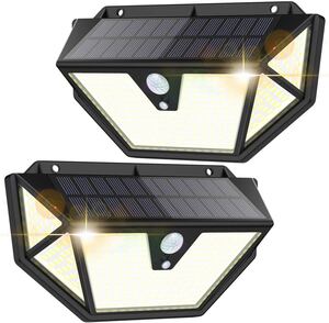 センサーライト2個セット ソーラーライト 屋外 人感センサー LED °5面発光