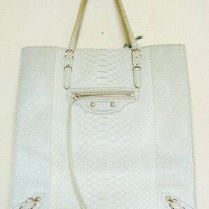 BALENCIAGA バレンシアガ ◇ パイソン スネーク レザー 蛇 皮 革 ザ ペーパー 338582 A5 サイズ トート ハンド バッグ 鞄