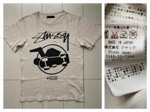 送料無料 美品 MADE IN JAPAN 日本製 VINTAGE ビンテージ 復刻 限定 ダメージ 加工 stussy ステューシー SKATE MAN スケート マン white M