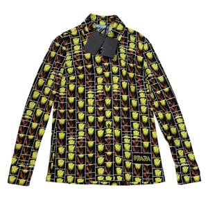  new goods unused PRADA Prada shirt tulip floral print flower print 38 M long sleeve multicolor black white light green Brown 