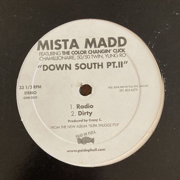 Mista Madd Down South Pt.II /12/レコード　レア　Gラップ