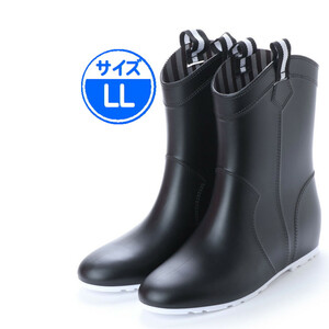 [ new goods unused ] rain boots air in heel black LL 18034