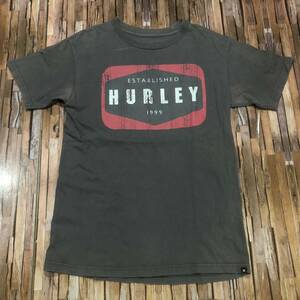 即決・クリックポスト発送・Hurleyのカスレ調ロゴプリントＴシャツ・グレー・S