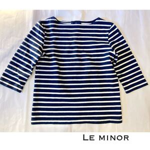 【Le minor】 ボーダーカットソー 長袖カットソー ルミノア 七分袖カットソー
